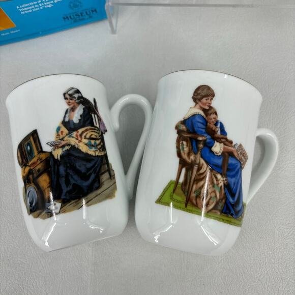 Norman Rockwell Mug Gift Set Vintage 1986 Museum Collections 24 K Gold Trim Cups - Picture 4 of 12